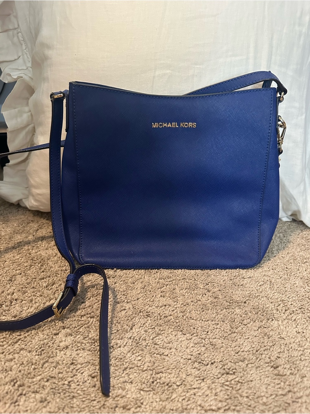 Michael Kors Blue Saffiano Leather Crossbody Bag